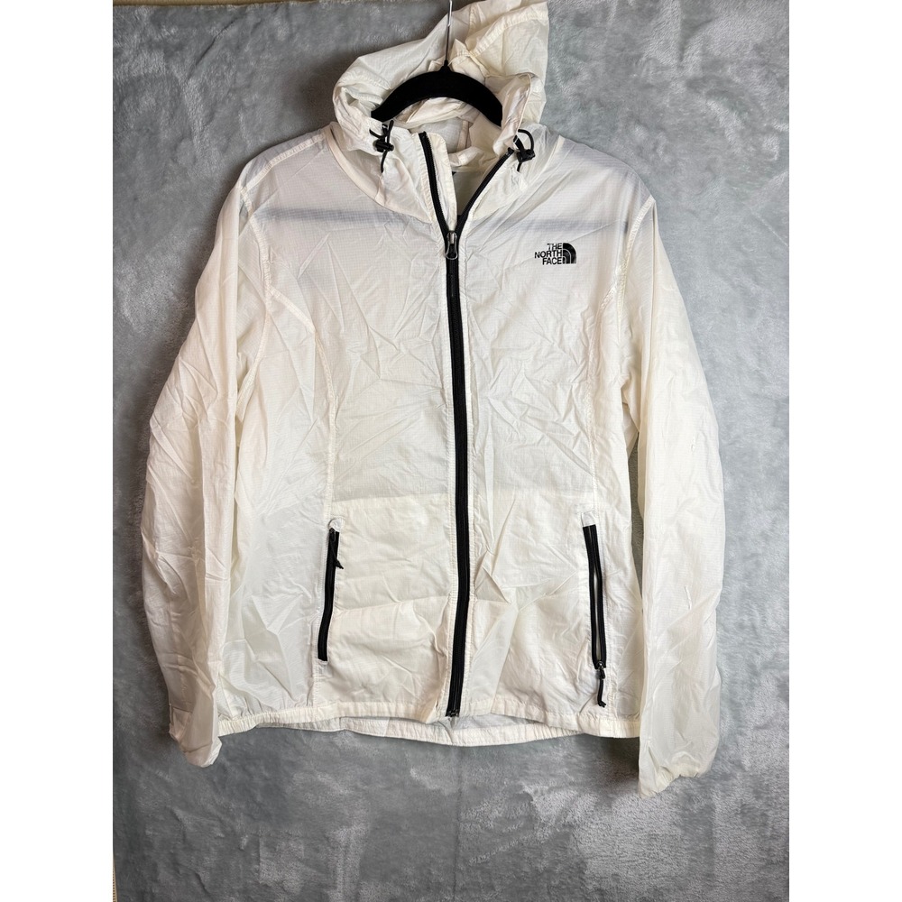THE NORTH FACE Womens XL White rain Jacket Hooded Windbreaker  Lightweight
